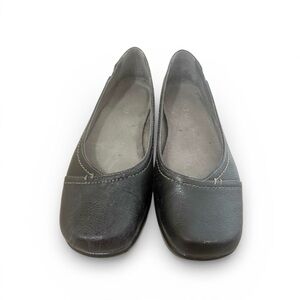 Aerosoles Black Leather Flats Women’s 6.5 Comfort Work Ballet Shoes